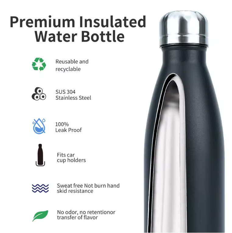 WATERSY™ 500ml Premium Stainless Steel Thermo Bottle – Gradient Insulated Water Flask for Hot & Cold Drinks