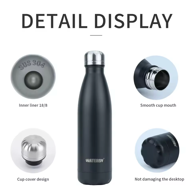 WATERSY™ 500ml Premium Stainless Steel Thermo Bottle – Gradient Insulated Water Flask for Hot & Cold Drinks