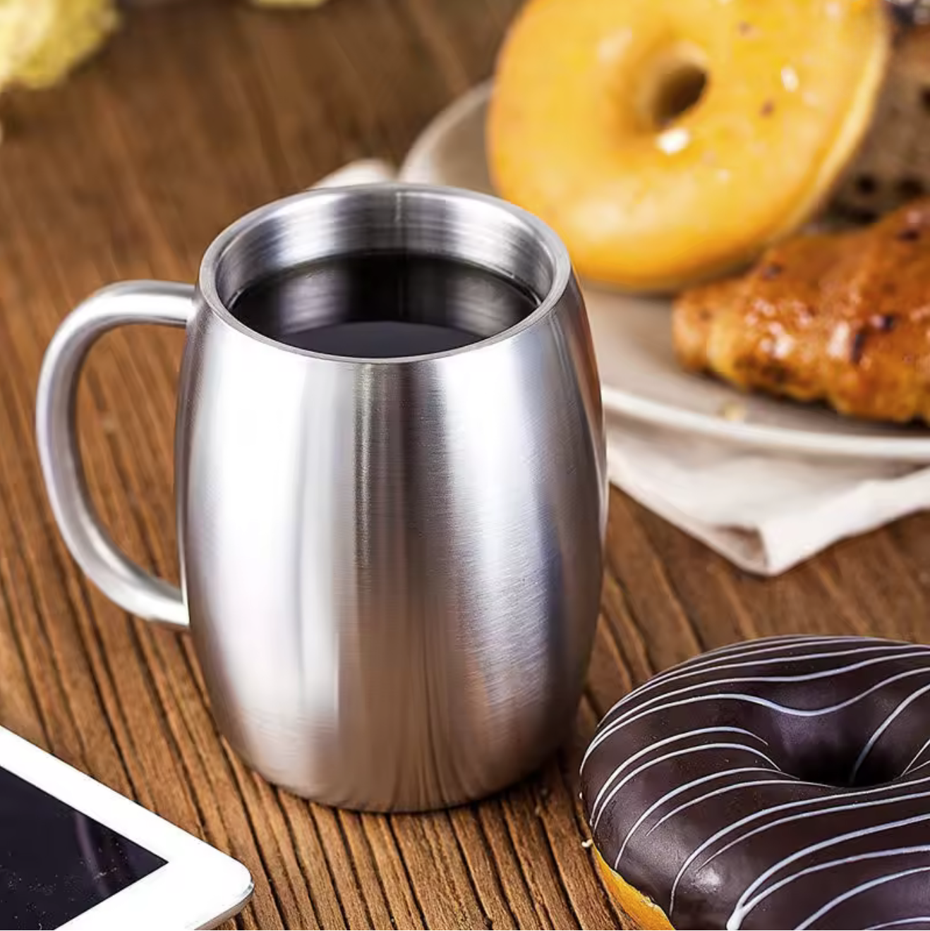 Double-Walled Vacuum Insulated Stainless Steel Thermal Mug (100ml) – Premium Ergonomic-Handle Coffee & Beverage Stein