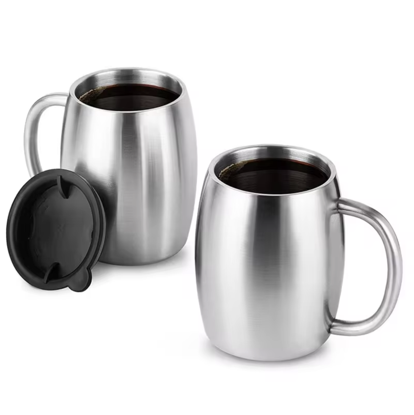 Double-Walled Vacuum Insulated Stainless Steel Thermal Mug (100ml) – Premium Ergonomic-Handle Coffee & Beverage Stein
