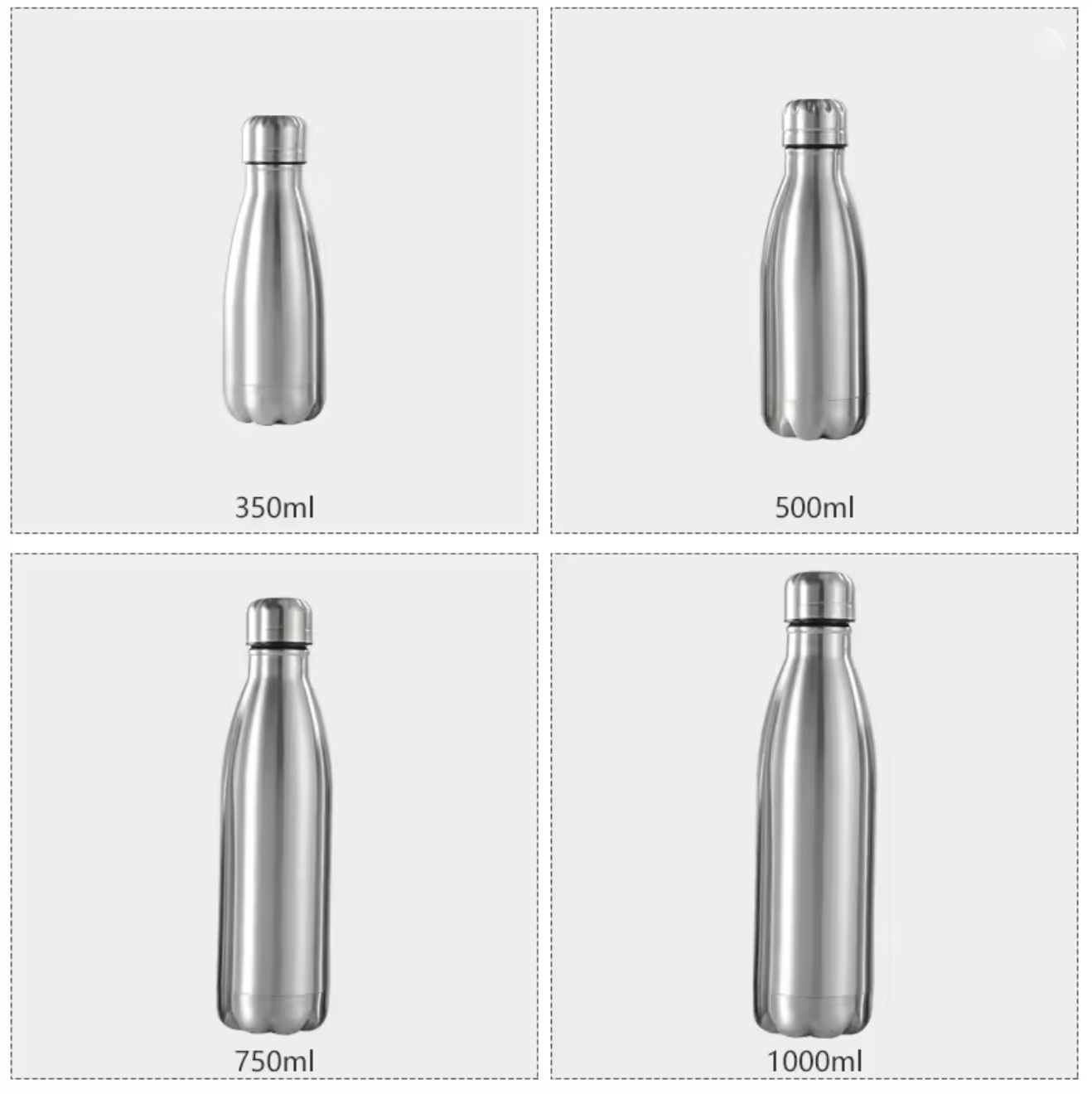 Sleek Stainless Steel Insulated Water Bottle (350ml/1.0L Options) – Modern Cycling, Gym & Outdoor Sports Flask with Secure Cap
