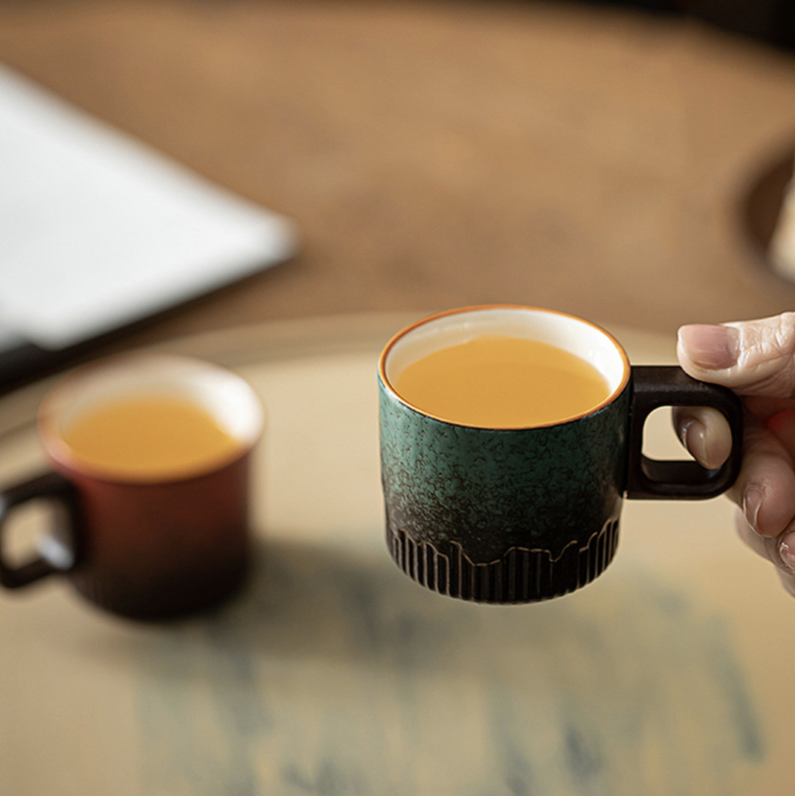 ALAVRİN™ 60ml Luxury Ceramic Tea Cup – Handcrafted Gradient Mini Espresso & Gongfu Cha Mug