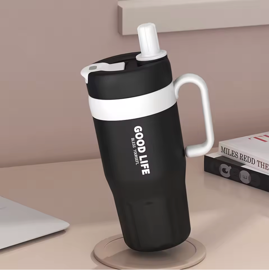 GOODLIFE™ Premium Stainless Steel Thermo Mug 620ml – Leakproof Coffee Cup with Straw for Office & Travel