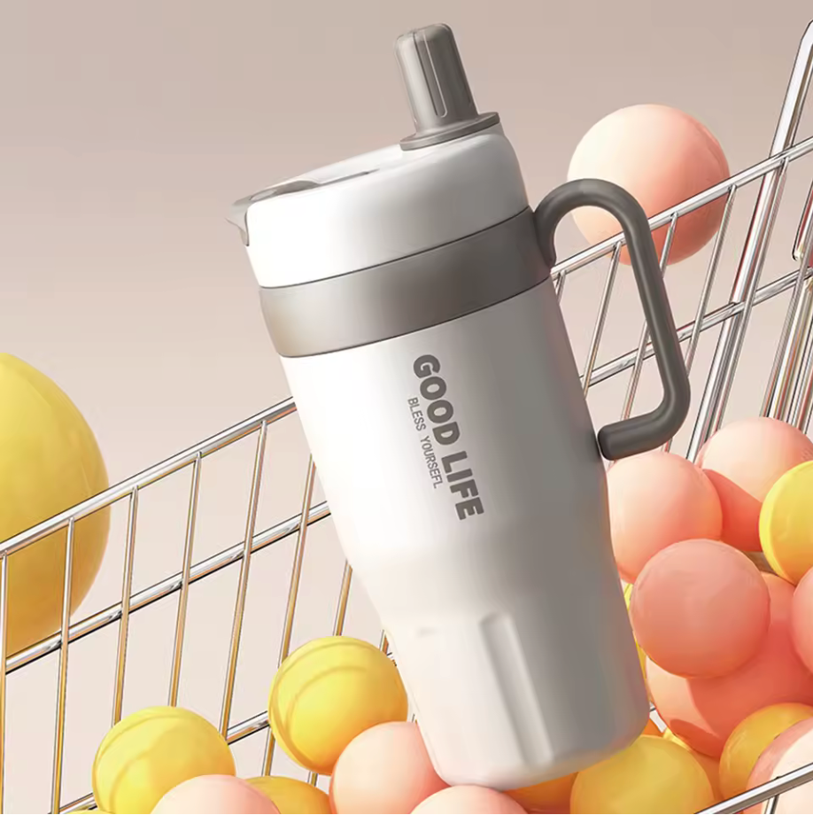 GOODLIFE™ Premium Stainless Steel Thermo Mug 620ml – Leakproof Coffee Cup with Straw for Office & Travel