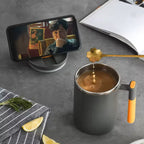 Premium 304 Stainless Steel Thermal Mug with Lid & Handle – Double-Walled Insulated Cup for Hot & Cold Beverages (Japanese Minimalist Design)