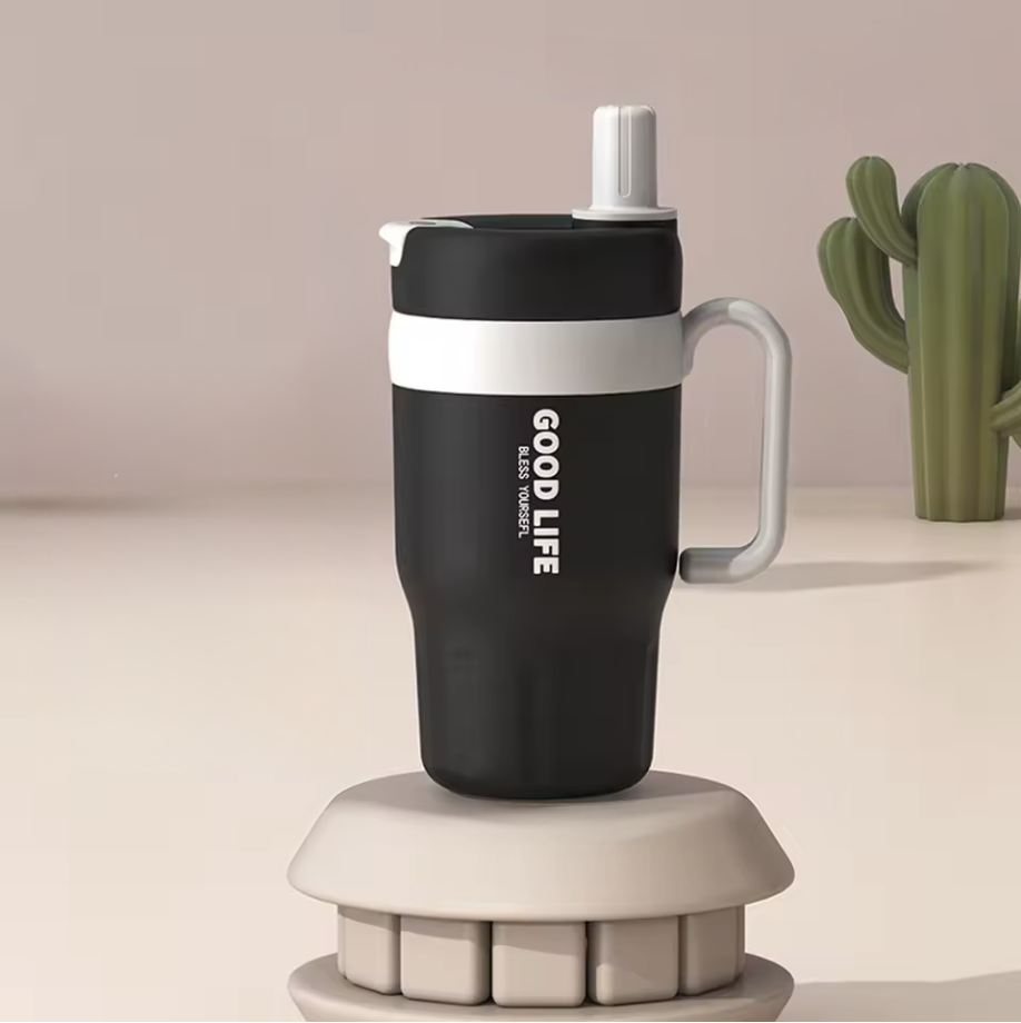 GOODLIFE™ Premium Stainless Steel Thermo Mug 620ml – Leakproof Coffee Cup with Straw for Office & Travel