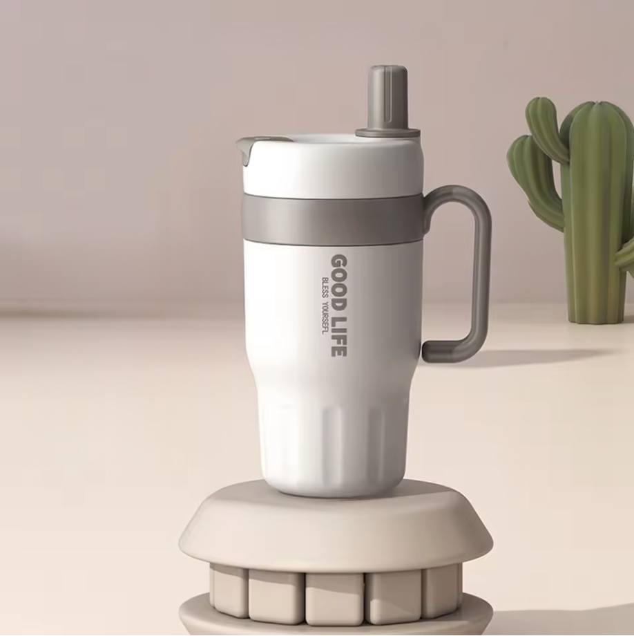 GOODLIFE™ Premium Stainless Steel Thermo Mug 620ml – Leakproof Coffee Cup with Straw for Office & Travel
